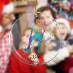 Personalised Watercolour Basketball Player Silhouette Acrylic Ornament with Name and Year Christmas Tree Decor Sports Gift for Basketball Lovers