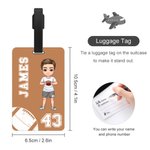 Personalized Basketball Football Cartoon Character Luggage Tag with Name and Number Birthday Travel Essentials Gift for Sport Lovers