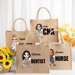 Personalisierte medizinische Cartoon-Charakter große Tragetasche mit Namen Geburtstag Anerkennung Krankenschwestern Woche Geschenk für Krankenschwester Arzt