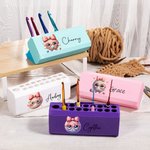 Personalizado de dibujos animados de bolas de hilo de arco multicolor impreso en 3D de 17 agujeros de ganchillo caja de almacenamiento de soporte de exhibición con el nombre de regalo de cumpleaños pa