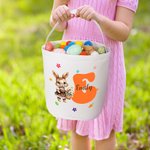 Personalizado lindo conejito de Pascua Flores Inicial cesta de lona con nombre de Pascua Huevos de Caza Fiesta de Regalo para Niños Niñas