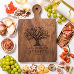 Personalized Engraved Tree of Life Reversible Charcuterie Cutting Board with Grip and Text Housewarming Wedding Gift for Family