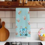 Asciugamano da tè in cialda ad asciugatura rapida con iniziali e nome, personalizzato a pois, con orecchie da coniglietto 1-3 foto del viso, regalo di Pasqua per bambini e famiglia