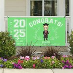 Personalisierte Multicolor Congrats Cartoon Charakter Banner mit Namen und Schulnamen Graduation Party Favors Geschenk für Klasse von 2025 Absolventen