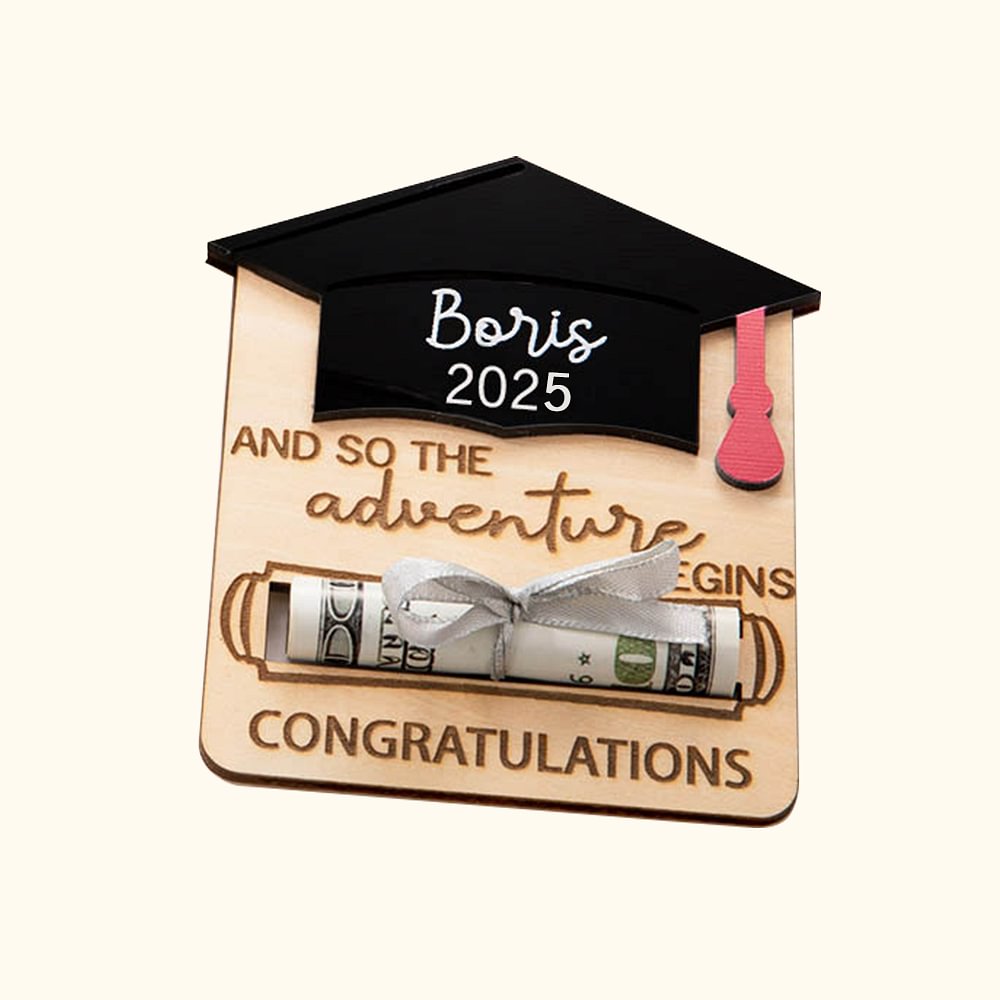Cadeau de fin d'études personnalisé en bois avec nom gravé Cadeau de fin d'études de la promotion 2025