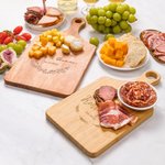 Personalized Wood Wreath Reversible Cheese Charcuterie Cutting Board with Finger Grip Made in USA Housewarming Wedding Gift for Family Friend