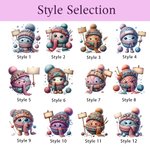 Personlig sminkväska med namn och dragkedja i canvas med virkmönster för tecknad film och virkade tillbehör Födelsedagspresent för stickälskare