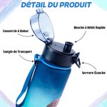Bouteille d'Eau Étanche Personnalisée avec Personnage Sportif et Nom Bouteille avec Couvercle et Sangle Cadeau Anniversaire pour Amateurs de Gym Golf
