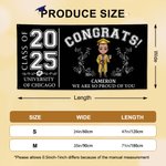 Personalisierte Multicolor Congrats Cartoon Charakter Banner mit Namen und Schulnamen Graduation Party Favors Geschenk für Klasse von 2025 Absolventen
