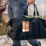 Personalized Basketball Football Cartoon Character Luggage Tag with Name and Number Birthday Travel Essentials Gift for Sport Lovers