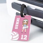 Personalized Basketball Football Cartoon Character Luggage Tag with Name and Number Birthday Travel Essentials Gift for Sport Lovers