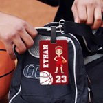 Personalized Basketball Football Cartoon Character Luggage Tag with Name and Number Birthday Travel Essentials Gift for Sport Lovers