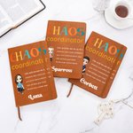 Personalised Chaos Coordinator Cartoon Character A5 Leather Cover Notebook with Name Recording Accessories Birthday Gift for Students Office Workers