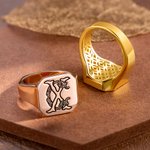Personalisierte eingraviert Monogramm Initialen Siegelring Jahrestag Geburtstag Geschenk für Männer Frauen