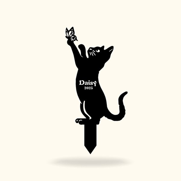 Personalisierter Langlebiger Katze Metall Gedenkpfahl-Grabmarker Liebevolle Erinnerung und Sympathie Geschenk für Katzenliebhaber