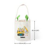 Personalisierte Hasenohren Cartoon-Figur Osterei Bagger Beuteltasche mit Namen Osterkorb Ostern Party Geburtstag Geschenk für Jungen Mädchen