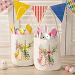 Orejas de conejo personalizado Cruz cesta de lona con el nombre de Pascua Huevos de Caza Fiesta de Cumpleaños Regalo para los niños