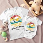 Personlig Babyflaska Öl Far och Dotter Son Set Namn År Bästa Pappa T-shirt Vår Första Fars Dag Present