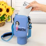 Personalisierte Cartoon Thema Lehrer Wasserflasche Tragetasche für 40oz Stanley Tumbler mit Namen Beutel und verstellbaren Riemen Geburtstag Geschenk für Lehrer