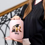 Personalized Cartoon Graduate Girl Initial Travel Jewellery Box with Name and Changing Colour LED Makeup Mirror Graduation Birthday Gift for Girls