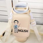 Personalisierte Cartoon Thema Lehrer Wasserflasche Tragetasche für 40oz Stanley Tumbler mit Namen Beutel und verstellbaren Riemen Geburtstag Geschenk für Lehrer