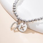 Herradura de la suerte personalizada Pulsera de abalorios elásticos Joyería con inicial Cumpleaños Bautizo Aniversario Regalo para niños Adultos