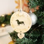 Personalisierte niedlichen hölzernen Hund Silhouette Weihnachtsschmuck mit eingraviertem Namen und Jahr Weihnachtsbaum hängende Dekoration Geschenk für Tierliebhaber