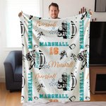 Personalized Multicolor American Football Player Design Soft Throw Blanket with Name and Number Home Decor Birthday Anniversary Gift for Sports Lovers