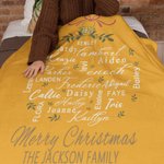 Couverture Douce Personnalisée avec Texte et 1 à 15 Noms Décoration de Maison Cadeau Noël pour Famille Amis