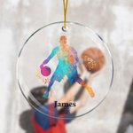 Personalised Watercolour Basketball Player Silhouette Acrylic Ornament with Name and Year Christmas Tree Decor Sports Gift for Basketball Lovers
