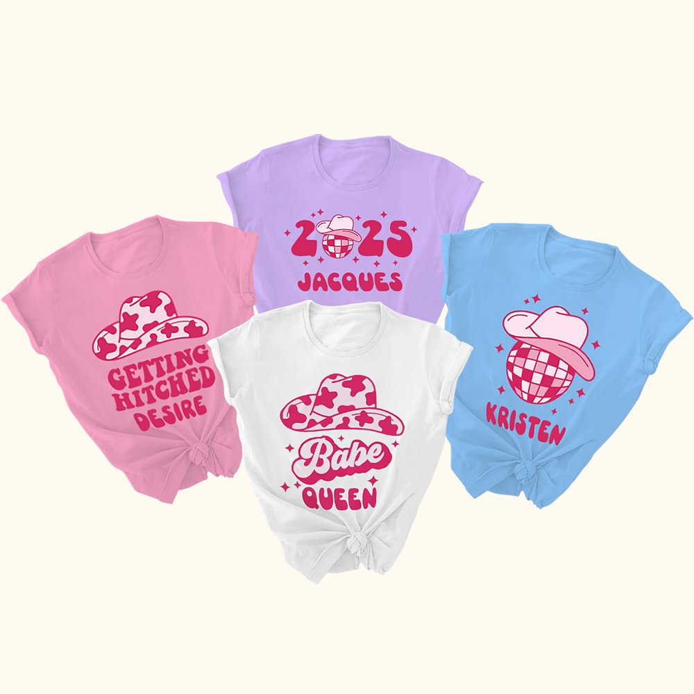 T-Shirt style disco personnalisé avec nom pour demoiselle d'honneur mariée cadeau d'enterrement de vie de jeune fille