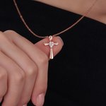 Collier Croix en Zircon personnalisé avec 1-4 pierres de naissance Bijoux religieux Anniversaire Baptême Fête des Mères Cadeau pour Femme Chrétienne