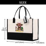 Personlig Bow Highland Cow Learning Element Large Canvas Tote Bag med namn Födelsedag Lärarens dag Tacksamhet Present för lärare Elever