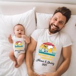 Personlig Babyflaska Öl Far och Dotter Son Set Namn År Bästa Pappa T-shirt Vår Första Fars Dag Present