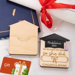 Personalized Cute Wooden Bachelor Cap Money Gift Card Holder with Engraved Name Class of 2025 Graduation Gift