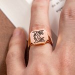 Personalisierte eingraviert Monogramm Initialen Siegelring Jahrestag Geburtstag Geschenk für Männer Frauen