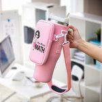 Personalisierte Cartoon Thema Lehrer Wasserflasche Tragetasche für 40oz Stanley Tumbler mit Namen Beutel und verstellbaren Riemen Geburtstag Geschenk für Lehrer