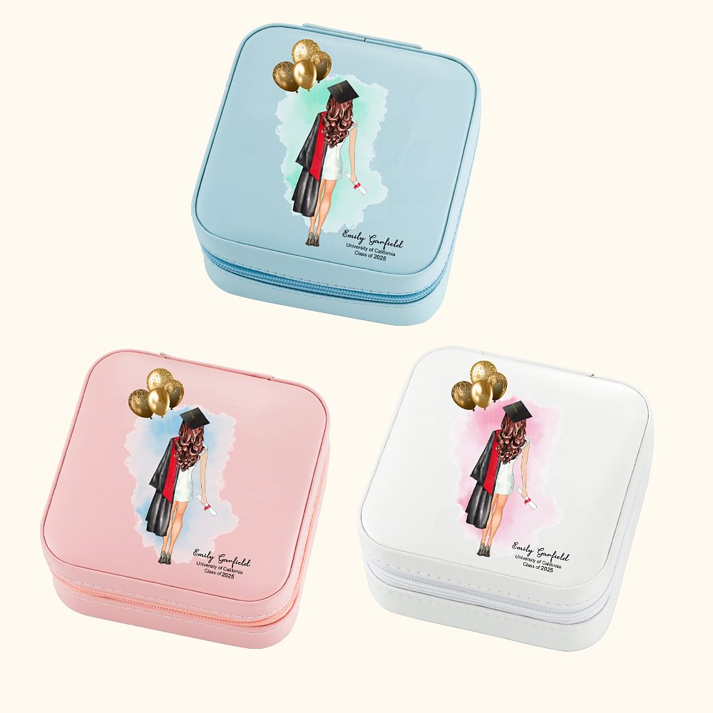 Boîte à bijoux personnalisée avec portrait de la promotion 2025 Cadeau de fin d'études pour elle