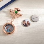 Personalised Graduation Cap Scroll Birthstone Memorial Locket Brooch Pin with 1-11 Photos Grad Ceremony Sympathy Gift for Class of 2025 Graduates