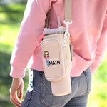 Personalisierte Cartoon Thema Lehrer Wasserflasche Tragetasche für 40oz Stanley Tumbler mit Namen Beutel und verstellbaren Riemen Geburtstag Geschenk für Lehrer