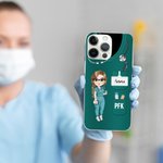 Personalisierte Cartoon Krankenschwester iPhone TPU Handyhülle mit Namen Farbvarianten Geburtstag Pflegewoche Geschenk für Medizinisches Personal
