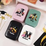 Personalized Cartoon Graduate Girl Initial Travel Jewellery Box with Name and Changing Colour LED Makeup Mirror Graduation Birthday Gift for Girls