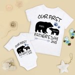 Personalized Bear Paw Name Year Father and Baby Set Matching Set Shirt Father New Dad Gift Our First Father's Day