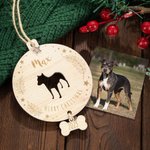 Personalisierte niedlichen hölzernen Hund Silhouette Weihnachtsschmuck mit eingraviertem Namen und Jahr Weihnachtsbaum hängende Dekoration Geschenk für Tierliebhaber