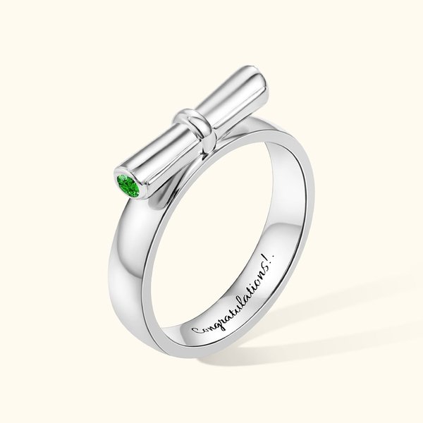 Anneau de Diplôme Personnalisé Graduation Ring University Ring Class Ring Degree Ring with Text Birthstone for Graduation Gift
