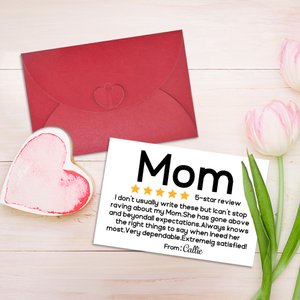 Personalised 5-star Review Greeting Card with Name and Envelope Mother's Day Birthday Gift for Mom