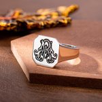 Personalisierte eingraviert Monogramm Initialen Siegelring Jahrestag Geburtstag Geschenk für Männer Frauen