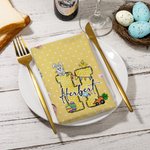 Asciugamano da tè in cialda ad asciugatura rapida con iniziali e nome, personalizzato a pois, con orecchie da coniglietto 1-3 foto del viso, regalo di Pasqua per bambini e famiglia