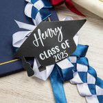 Personalized Graduation Ribbon Lace Braided Necklace with Graduation Cap Decoration