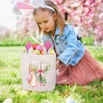 Orejas de conejo personalizado Cruz cesta de lona con el nombre de Pascua Huevos de Caza Fiesta de Cumpleaños Regalo para los niños